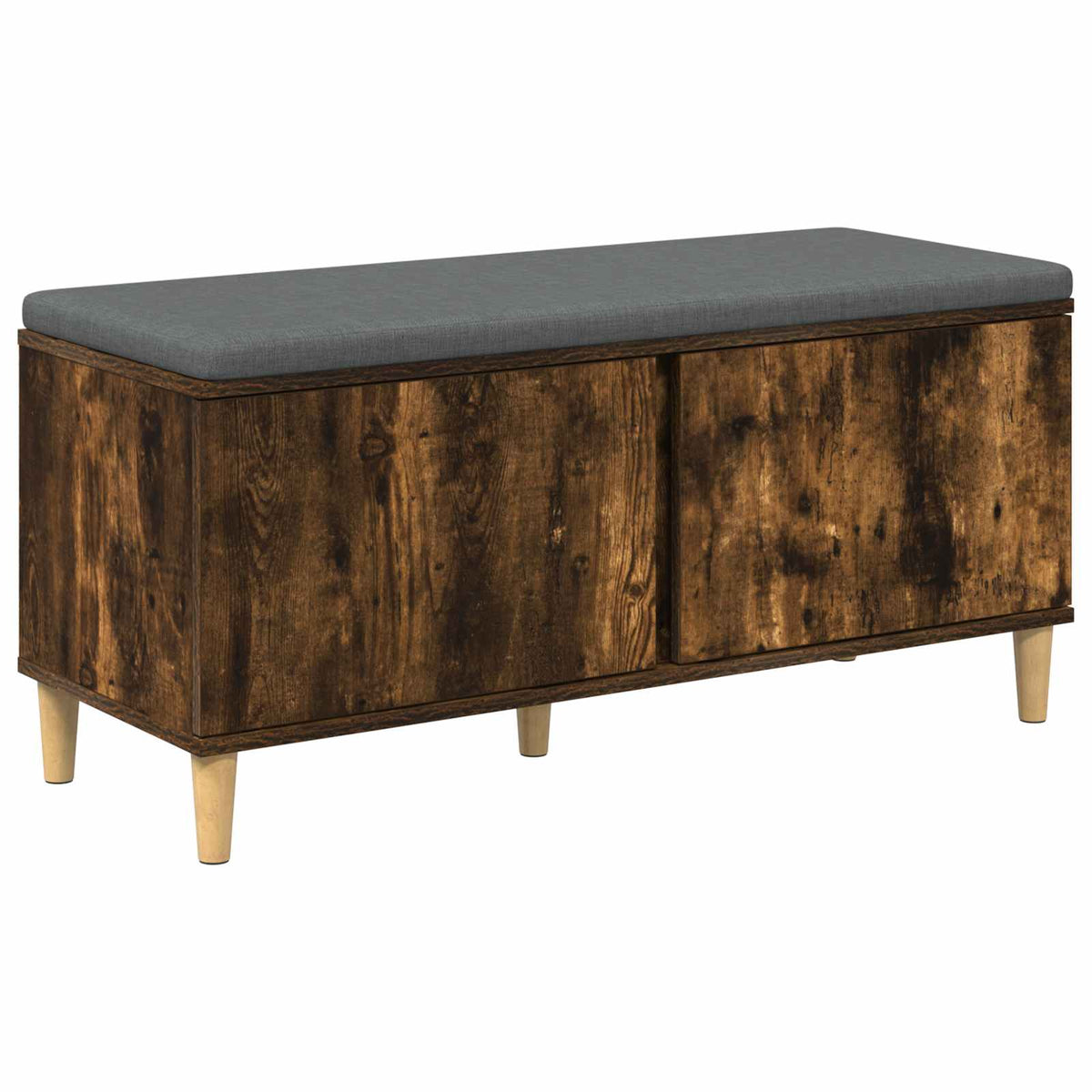 Hallbænk med dør Røget Eg 100 x 38 x 46 cm Kunstigt træ og stof