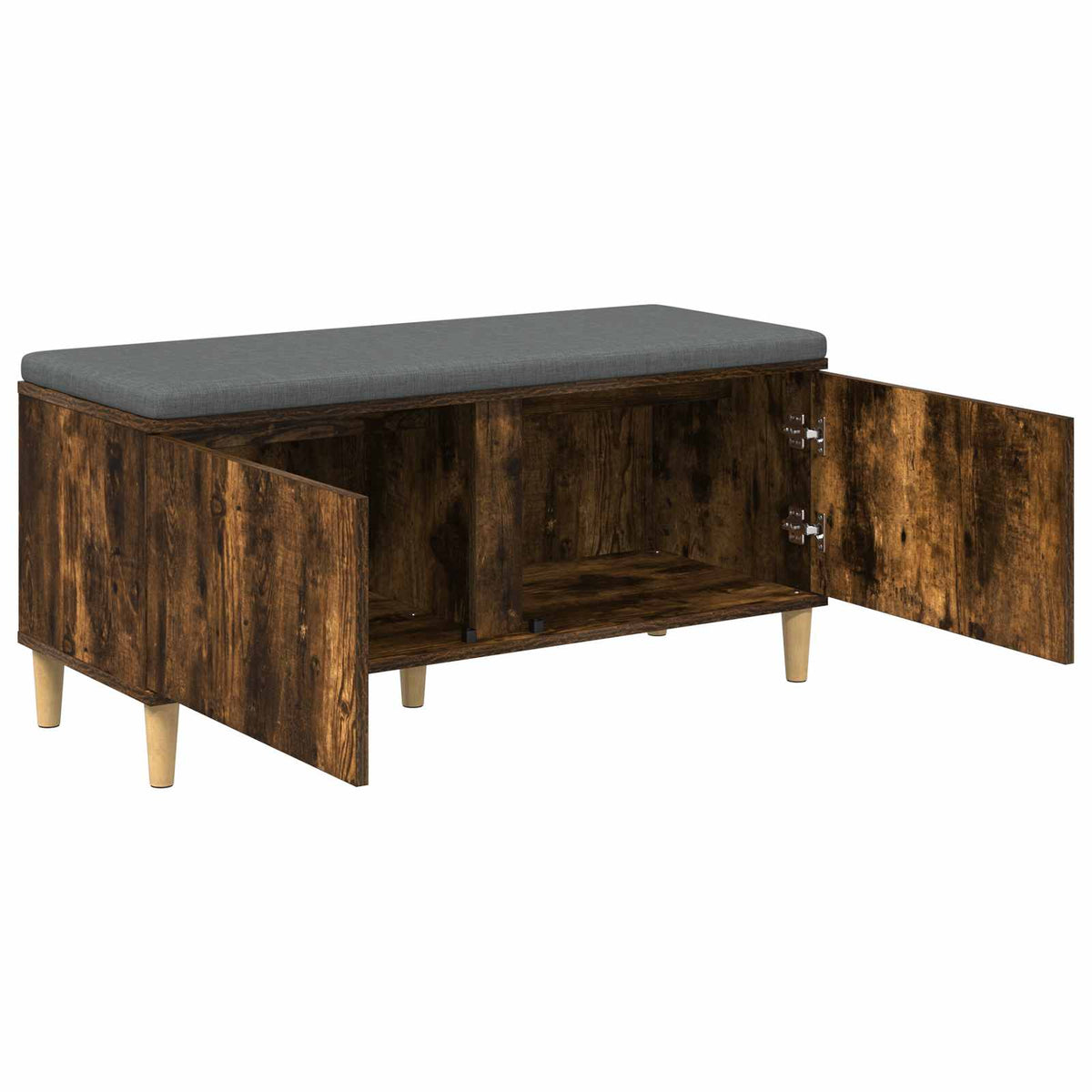 Hallbænk med dør Røget Eg 100 x 38 x 46 cm Kunstigt træ og stof