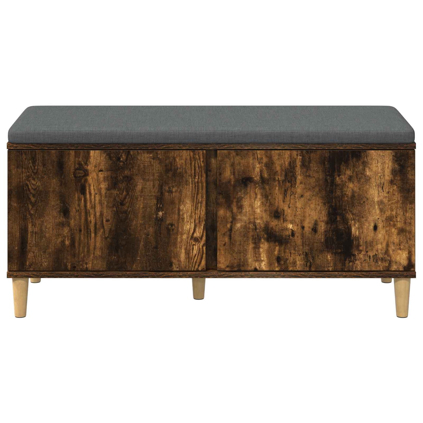 Hallbænk med dør Røget Eg 100 x 38 x 46 cm Kunstigt træ og stof