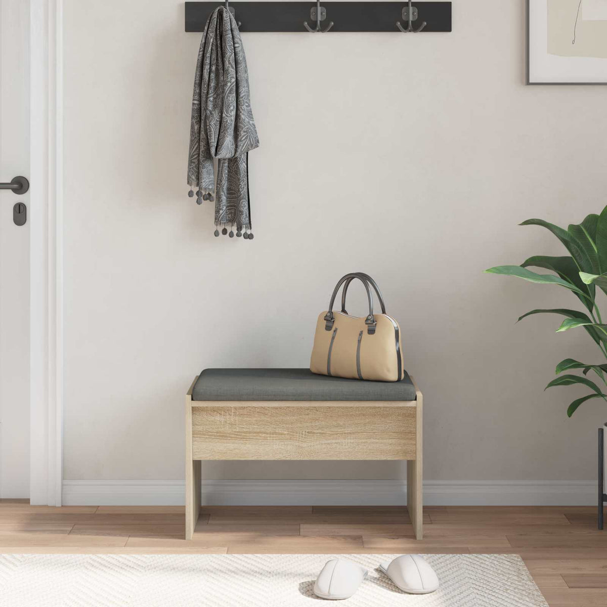 Hallbænk med pude Sonoma eg 63 x 38 x 40 cm