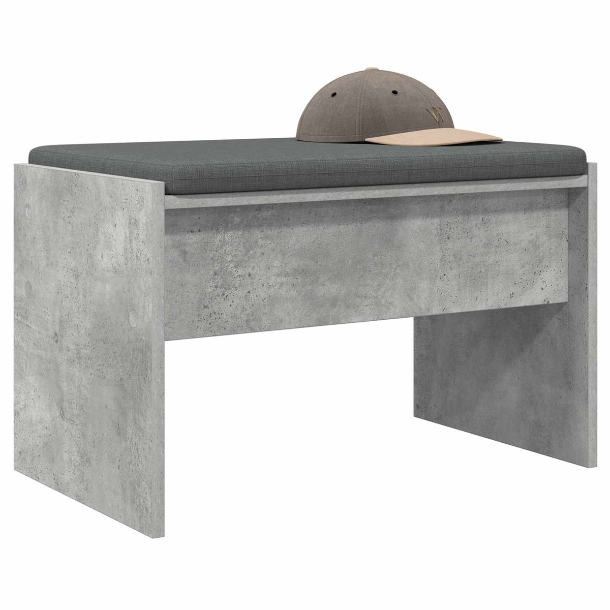 Hallbænk med pude Beton Grå 63 x 38 x 40 cm
