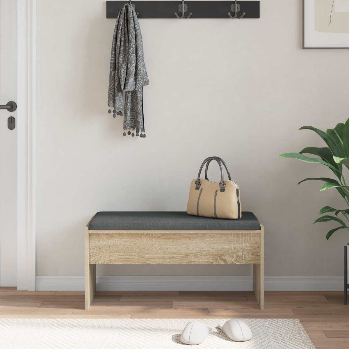Hallbænk med pude Sonoma eg 83 x 38 x 40 cm