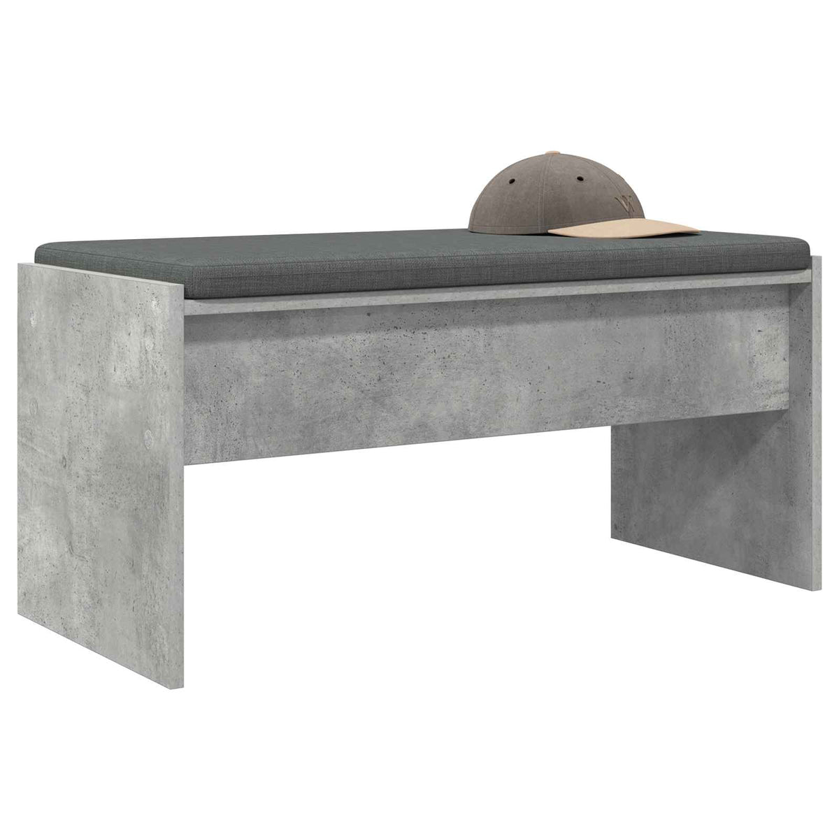 Hallbænk med pude Beton Grå 83 x 38 x 40 cm