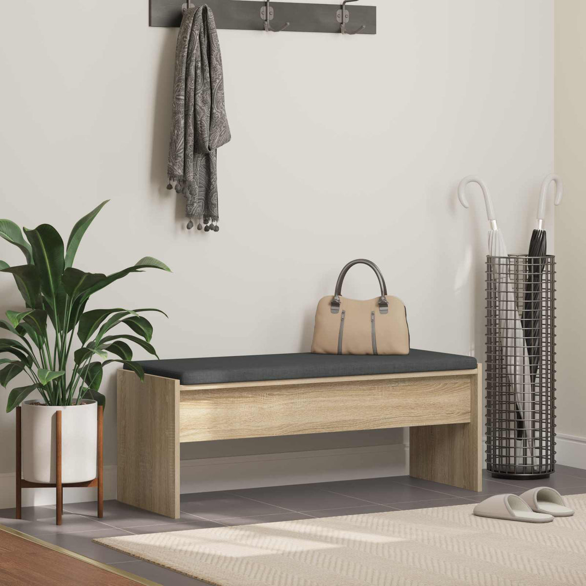 Hallbænk med pude Sonoma eg 103 x 38 x 40 cm