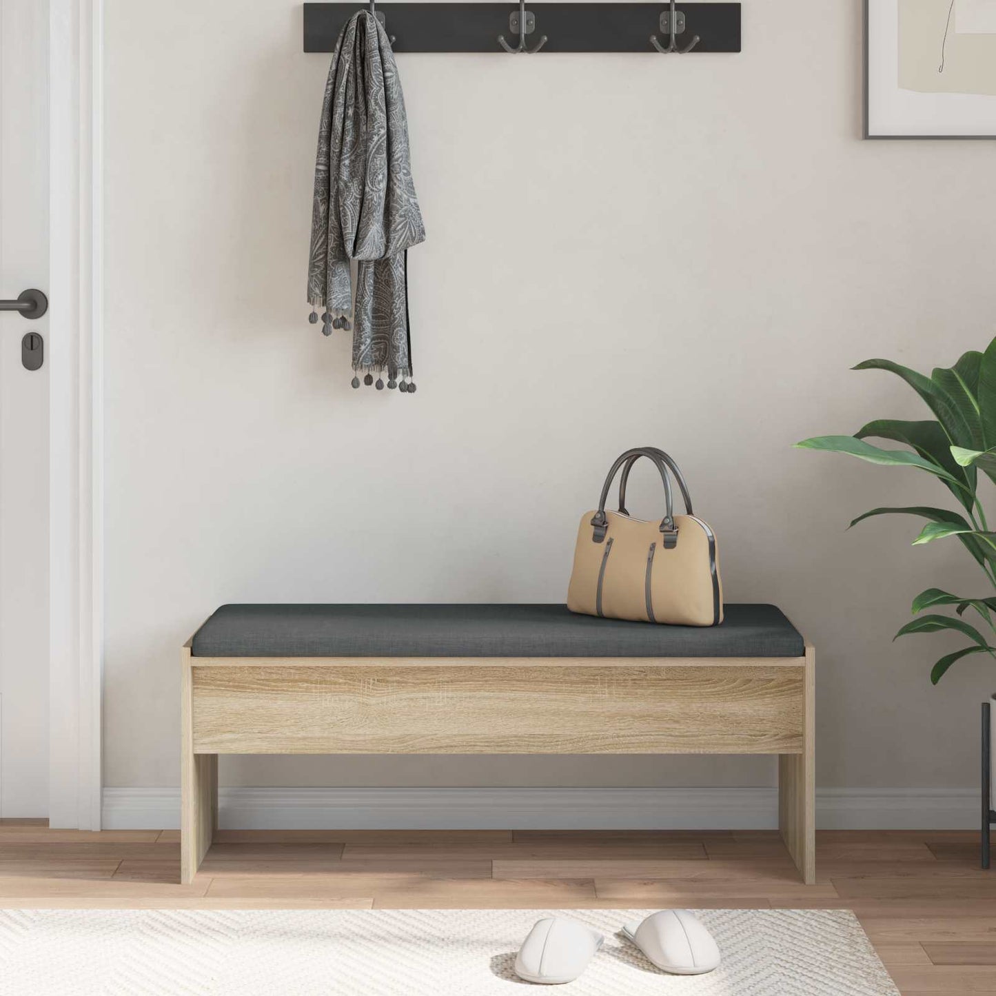 Hallbænk med pude Sonoma eg 103 x 38 x 40 cm