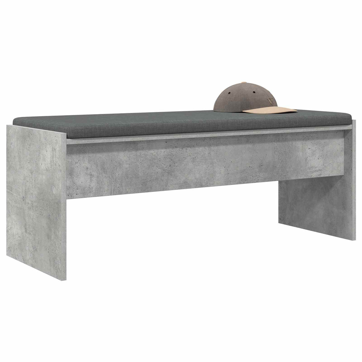 Hallbænk med pude Beton Grå 103 x 38 x 40 cm