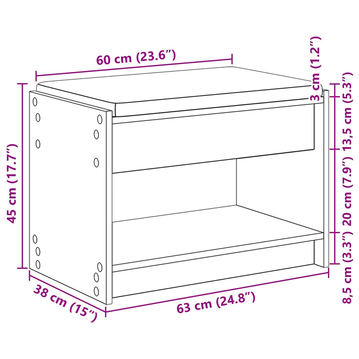 Hallbænk Røget Eg 63 x 38 x 45 cm Kunstigt træ og stof