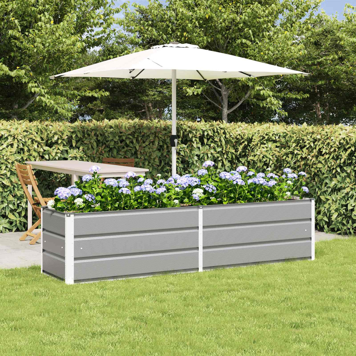 Plantekasse Lysegrå 195 x 50 x 45 cm Galvaniseret stål