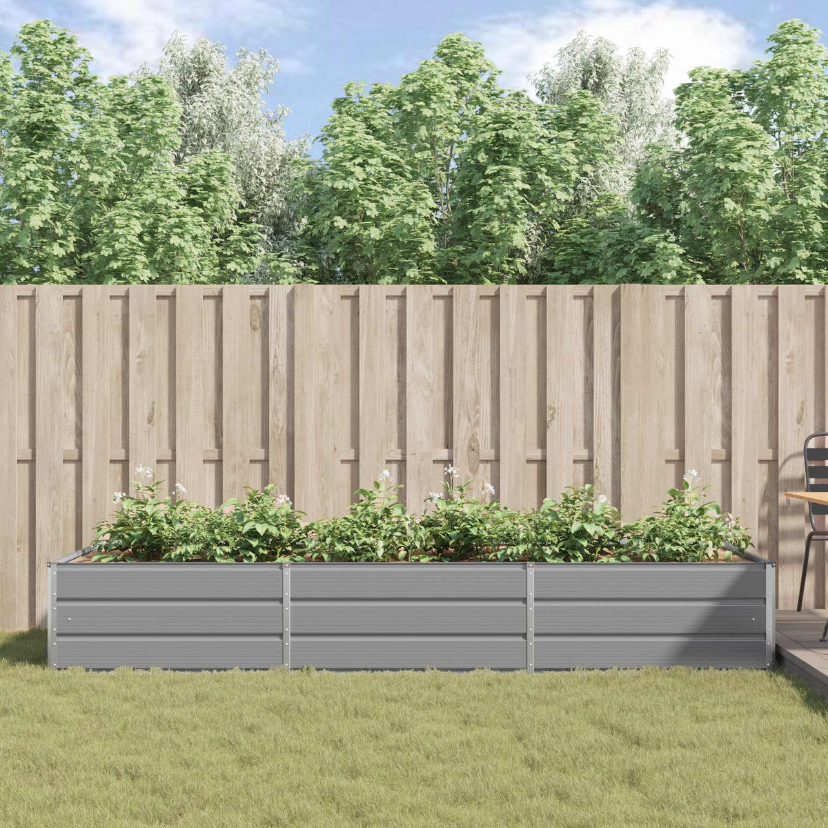 Plantekasse Lysegrå 290 x 100 x 45 cm Galvaniseret stål