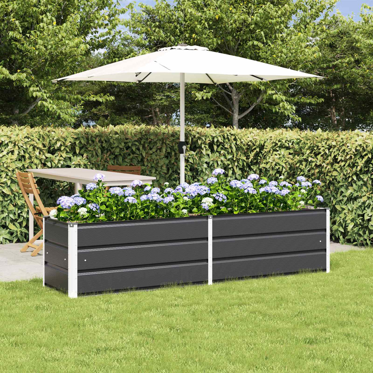 Plantekasse Antracit 195 x 50 x 45 cm Galvaniseret stål