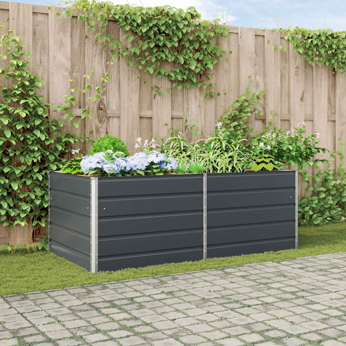 Plantekasse Antracit 195 x 100 x 75 cm Galvaniseret stål