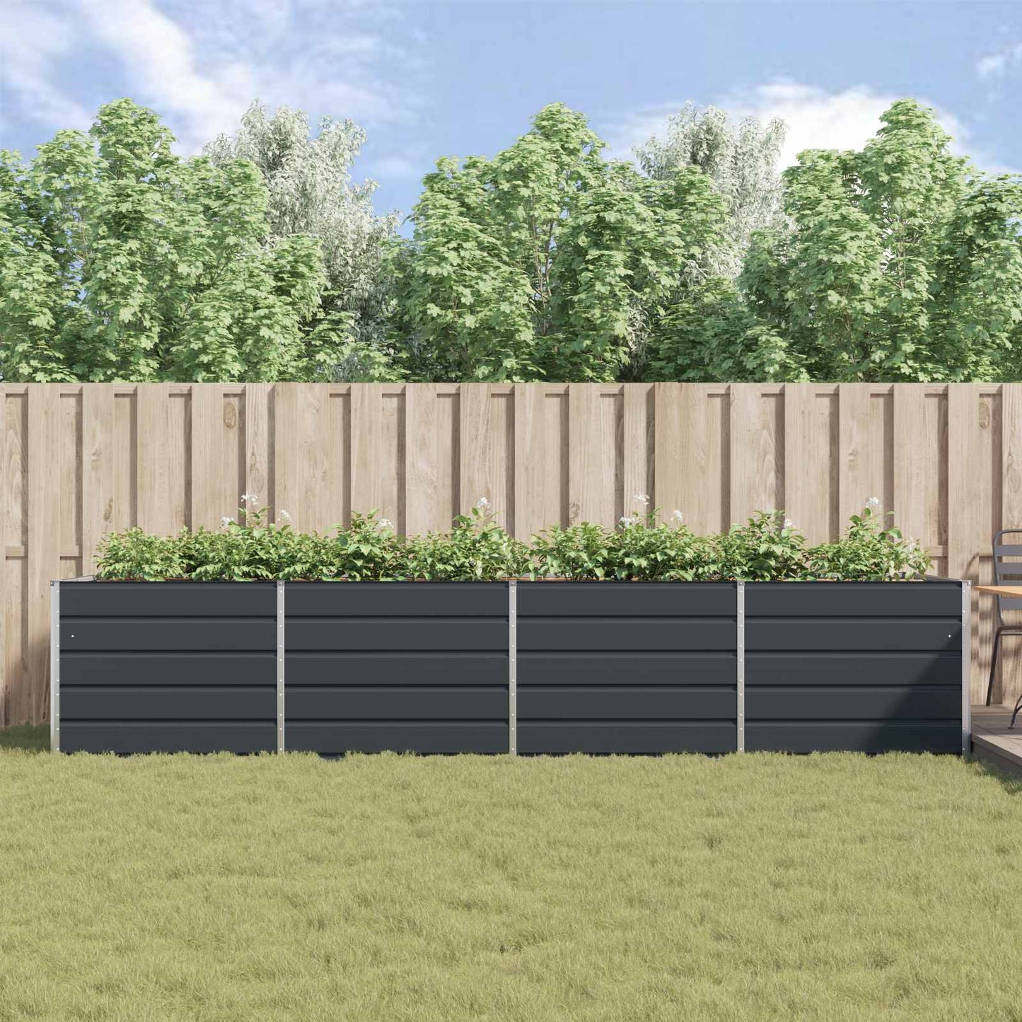 Plantekasse Antracit 385 x 100 x 75 cm Galvaniseret stål