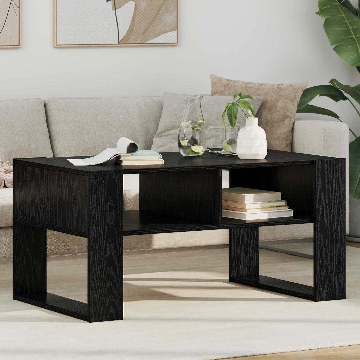 Sofabord Sort eg 92 x 53 x 45 cm Konstrueret træ