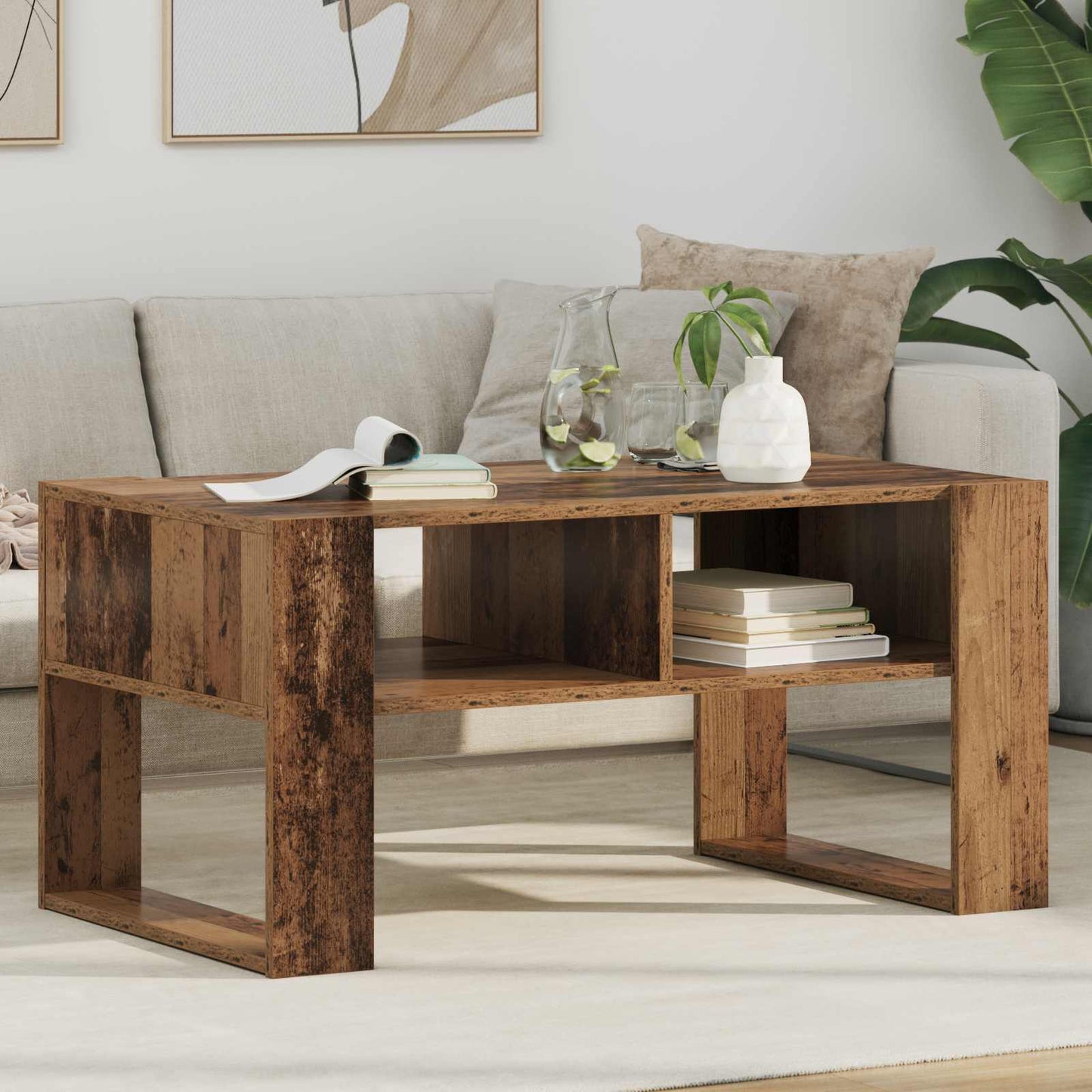 Sofabord Gammelt træ 92 x 53 x 45 cm Konstrueret træ