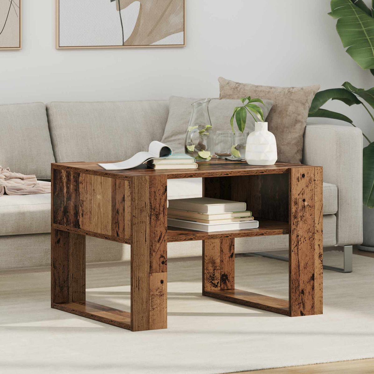 Sofabord Gammelt træ 66 x 53 x 45 cm Konstrueret træ