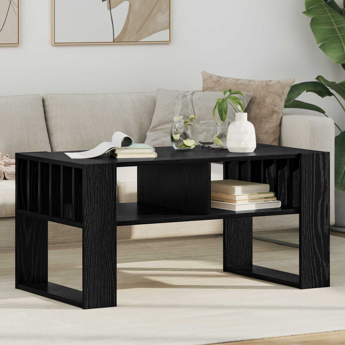 Sofabord Sort eg 92 x 49,5 x 45 cm Konstrueret træ