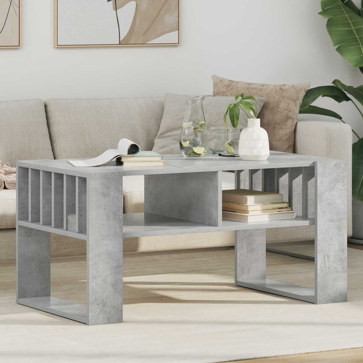 Sofabord Beton Grå 92 x 49,5 x 45 cm Konstrueret træ