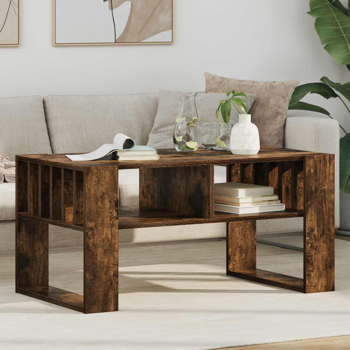 Sofabord Røget eg 92 x 49,5 x 45 cm Konstrueret træ