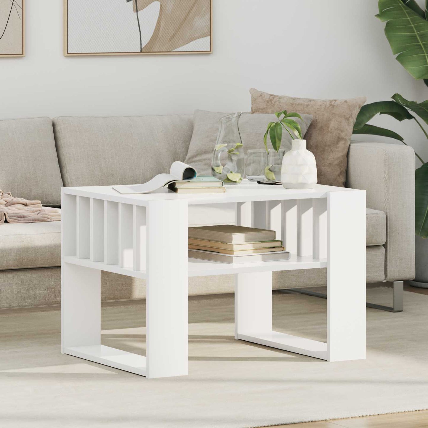 Sofabord Hvid 66 x 49,5 x 45 cm Konstrueret træ