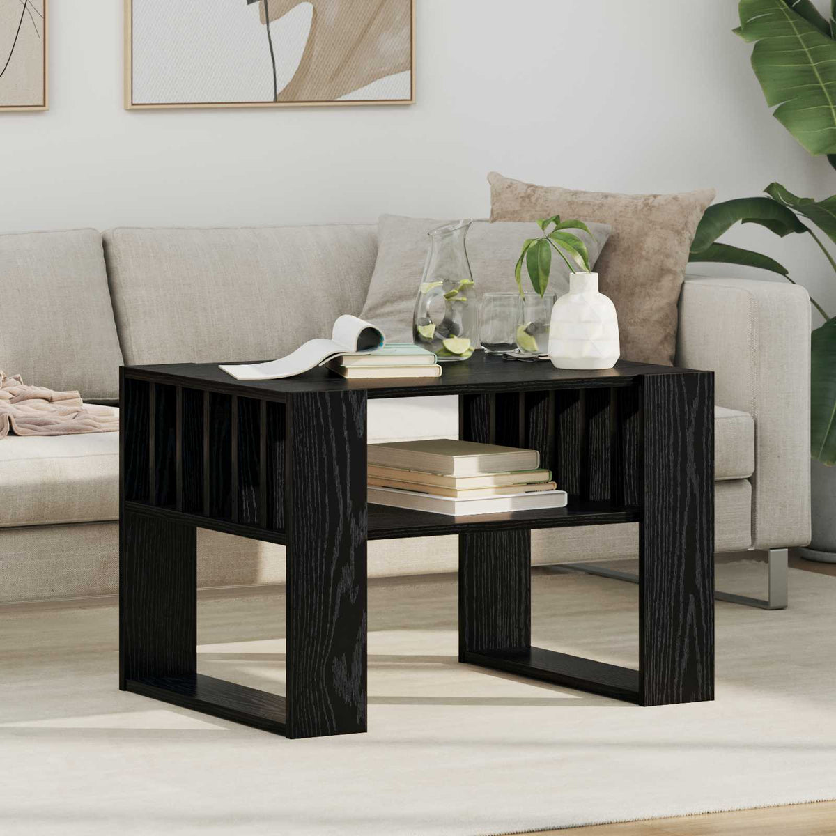 Sofabord Sort eg 66 x 49,5 x 45 cm Konstrueret træ