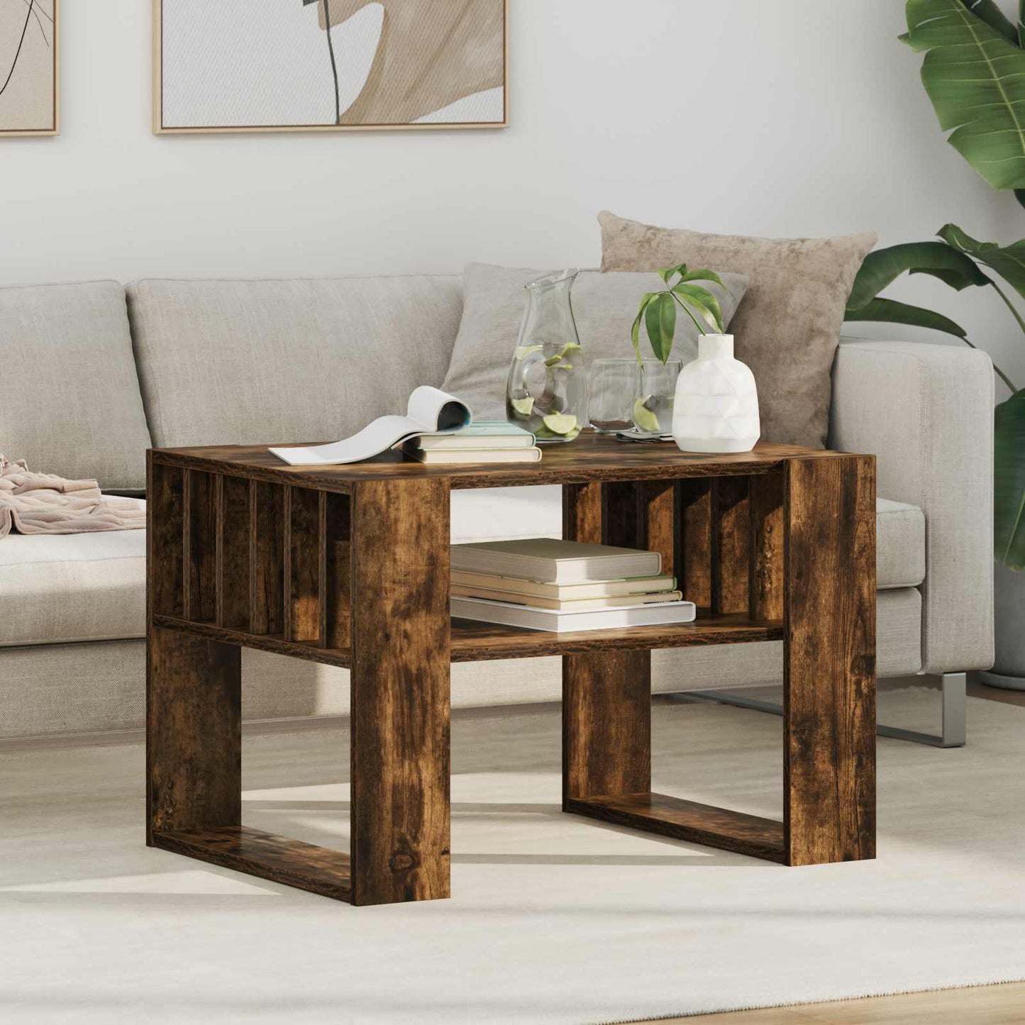 Sofabord Røget eg 66 x 49,5 x 45 cm Konstrueret træ