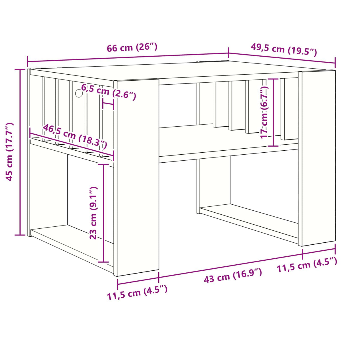 Sofabord Røget eg 66 x 49,5 x 45 cm Konstrueret træ