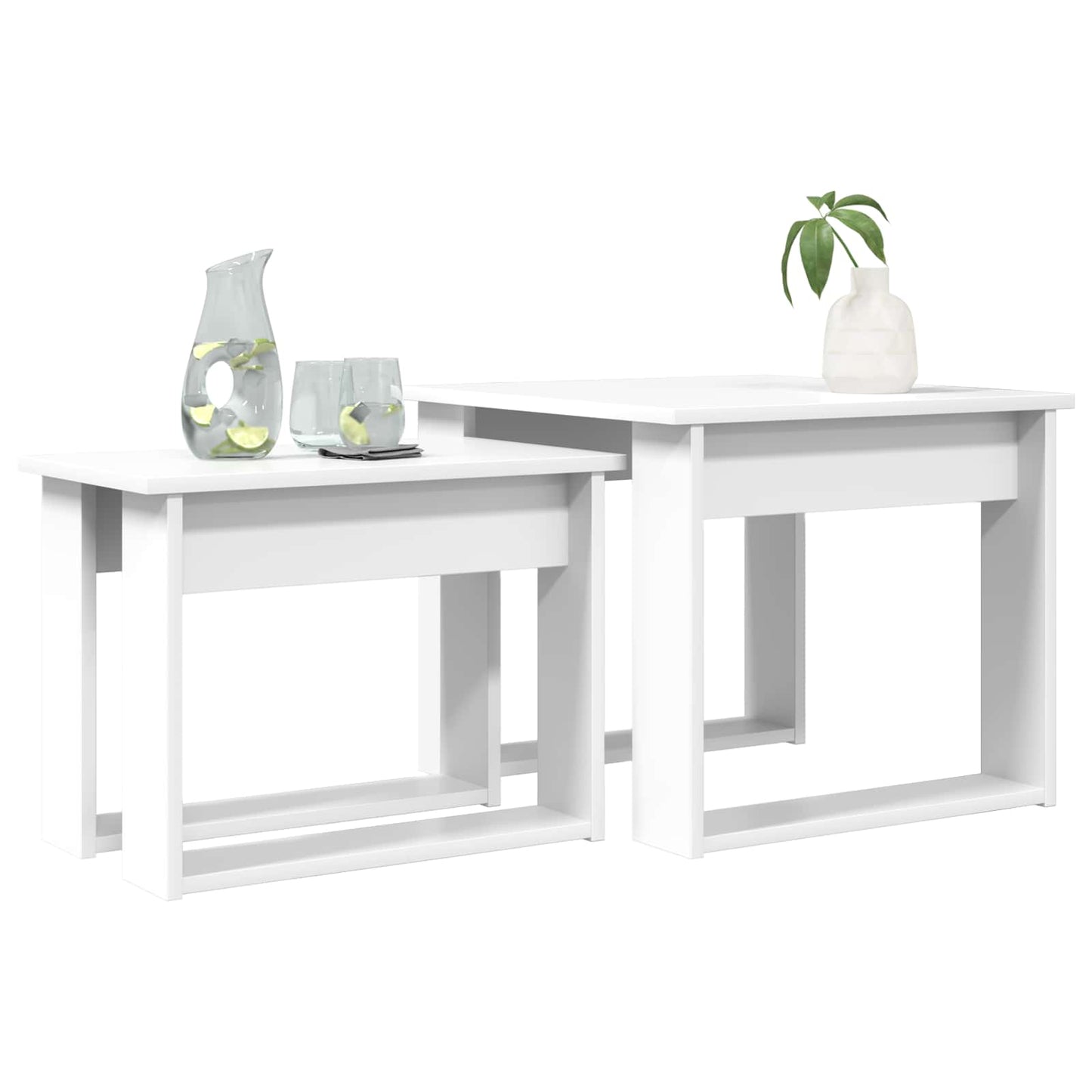 Kaffebord Sæt 2 stk. Hvid 50 x 52 x 42 cm Konstrueret træ