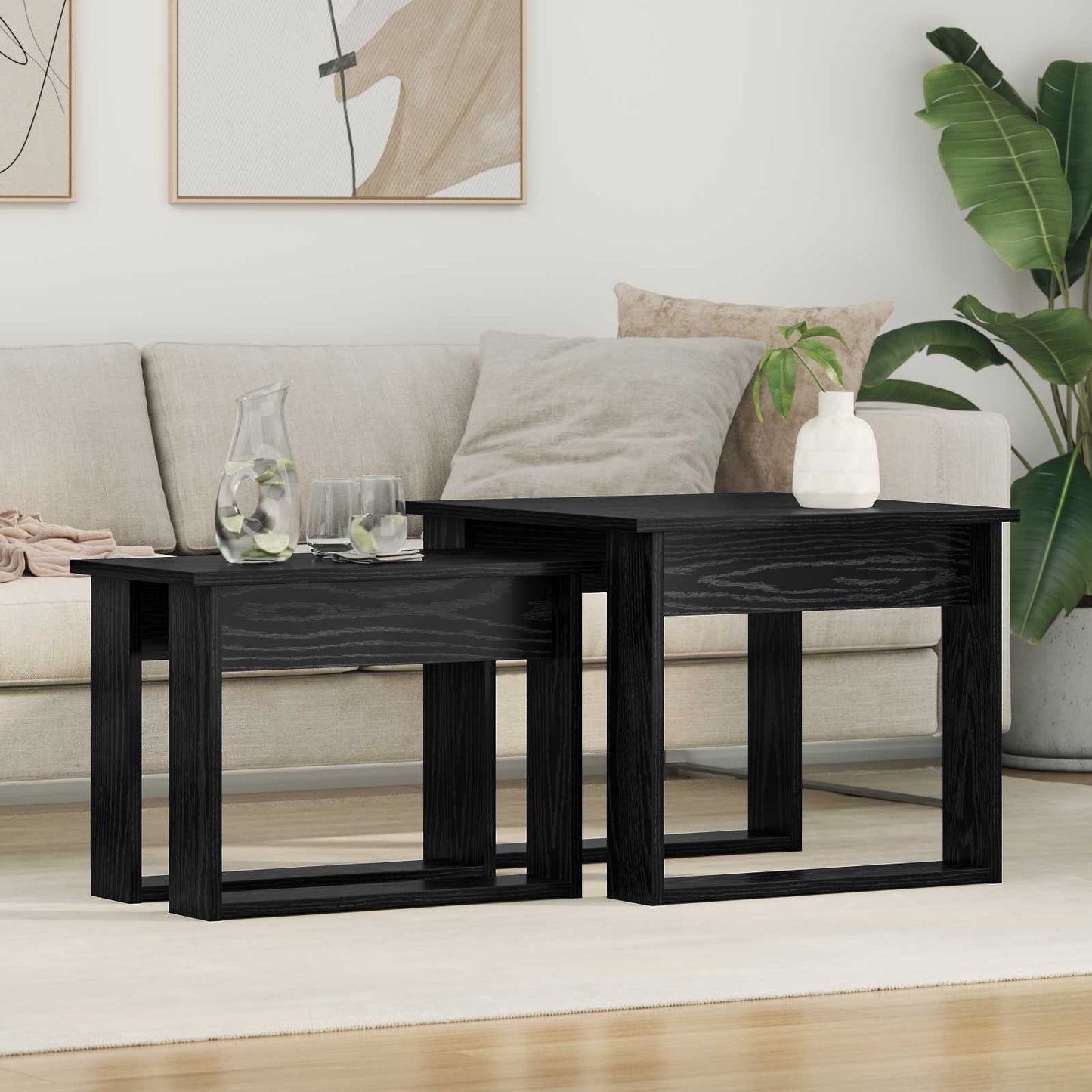 Kaffebord Sæt 2 stk. Sort eg 50 x 52 x 42 cm Konstrueret træ