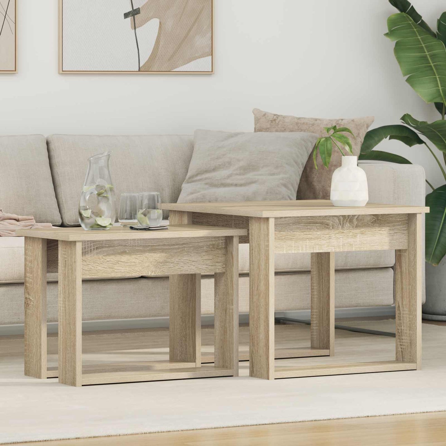 Kaffebord Sæt 2 stk. Sonoma eg 50 x 52 x 42 cm Konstrueret træ