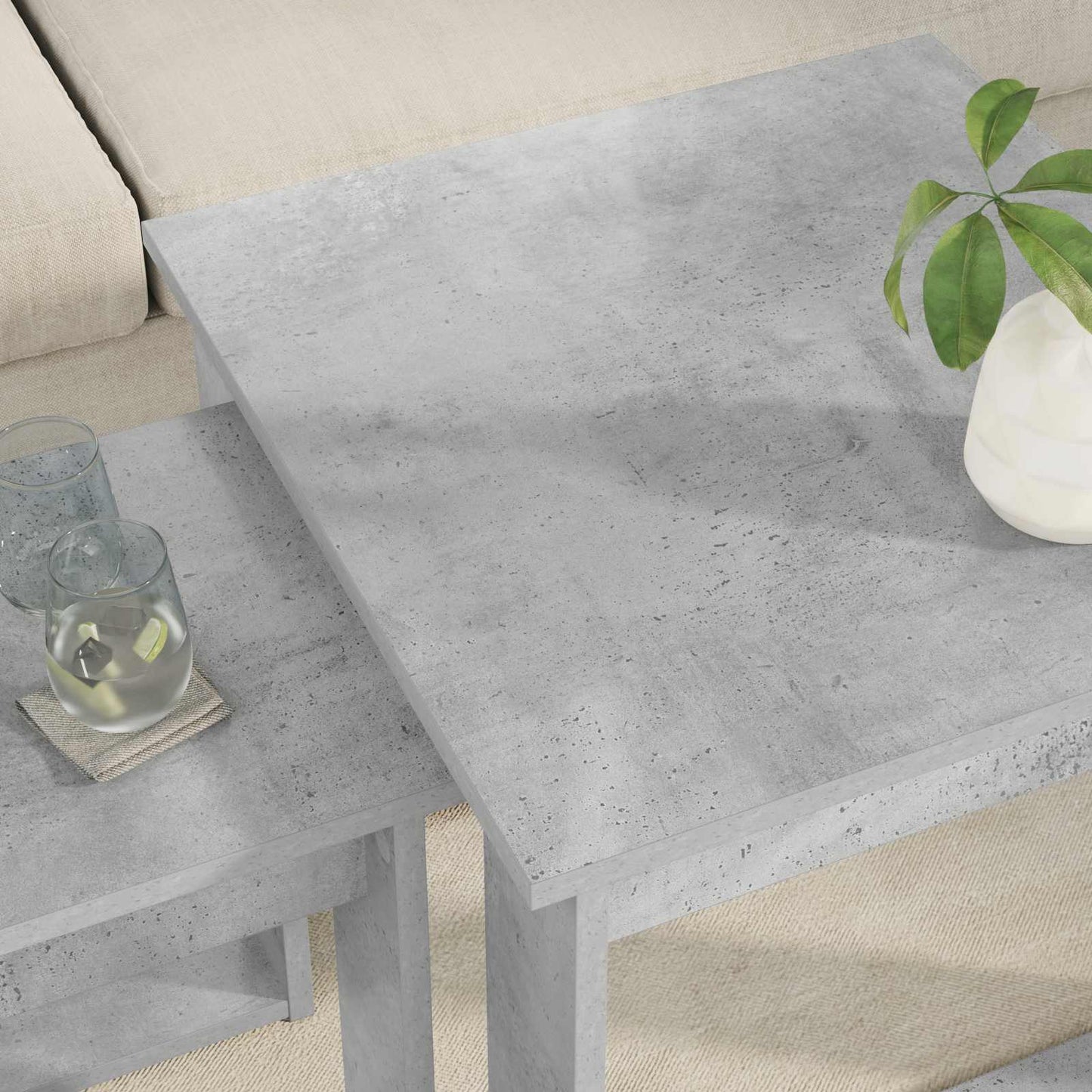 Kaffebord Sæt 2 stk. Beton Grå 50 x 52 x 42 cm Konstrueret træ