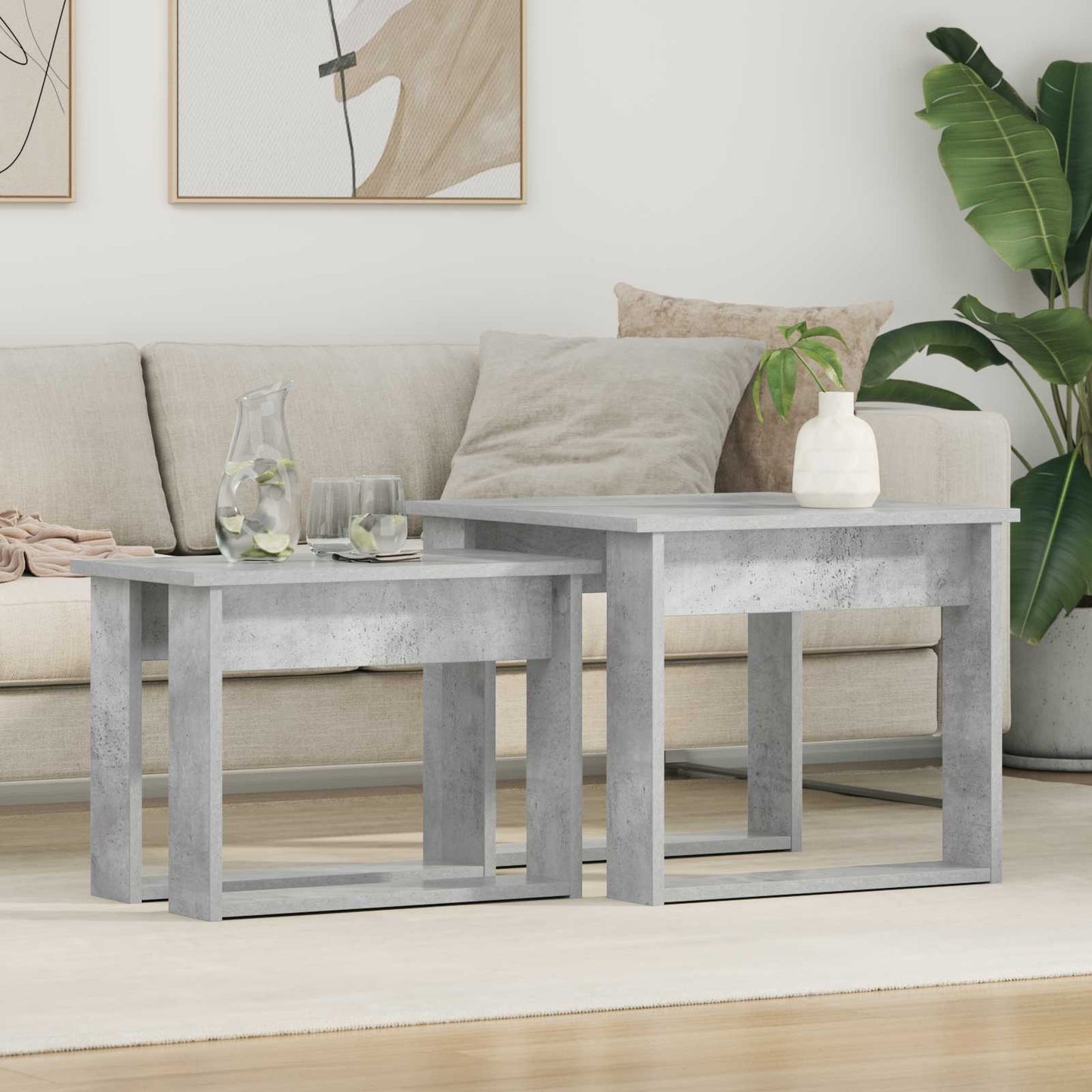 Kaffebord Sæt 2 stk. Beton Grå 50 x 52 x 42 cm Konstrueret træ