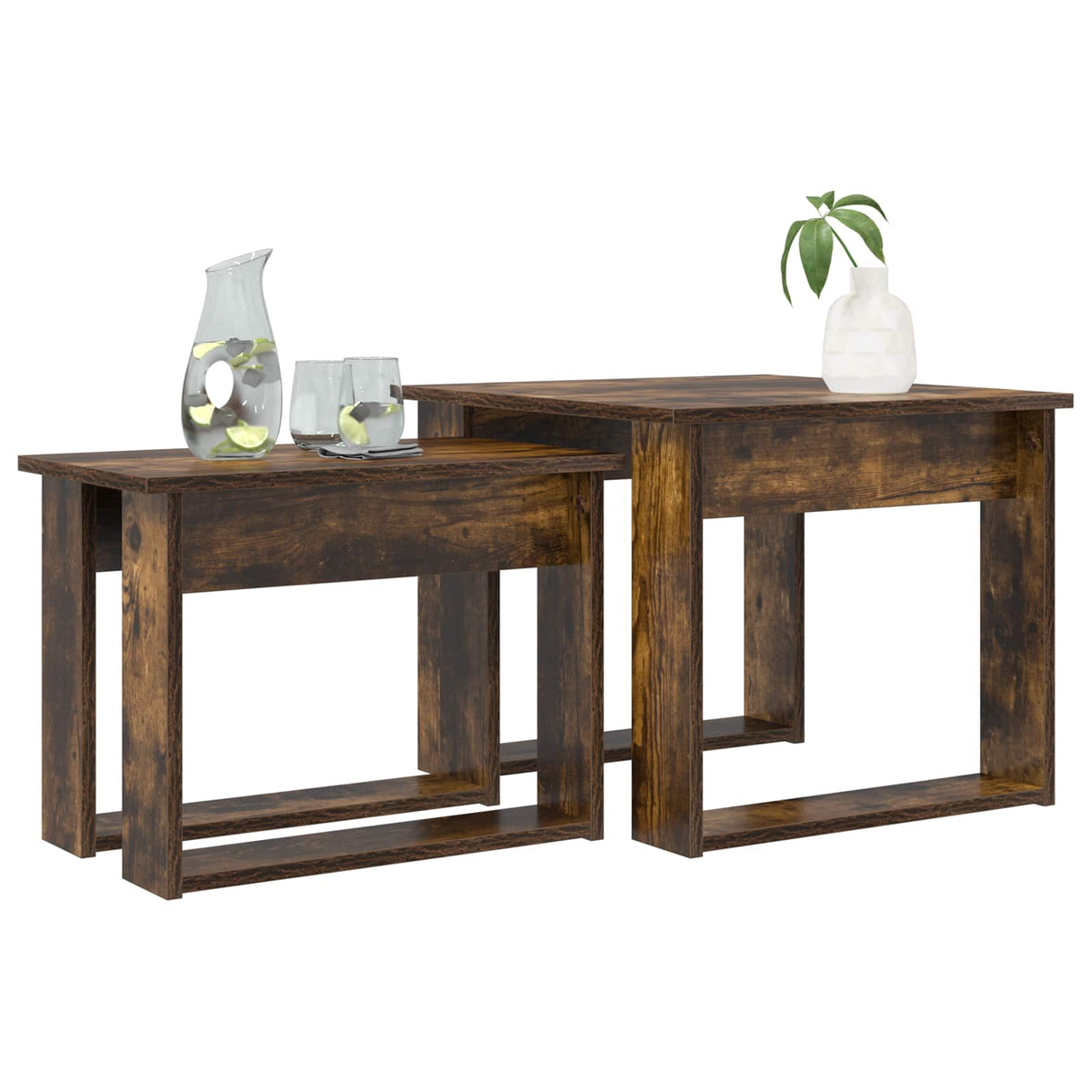 Kaffebord Sæt 2 stk. Røget eg 50 x 52 x 42 cm Konstrueret træ