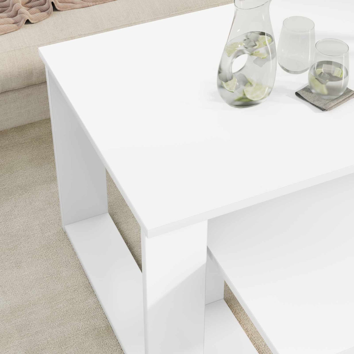 Kaffebord Sæt 2 stk. Hvid 100 x 50 x 42 cm Konstrueret træ