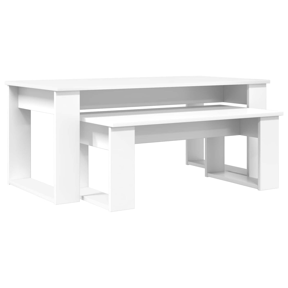 Kaffebord Sæt 2 stk. Hvid 100 x 50 x 42 cm Konstrueret træ