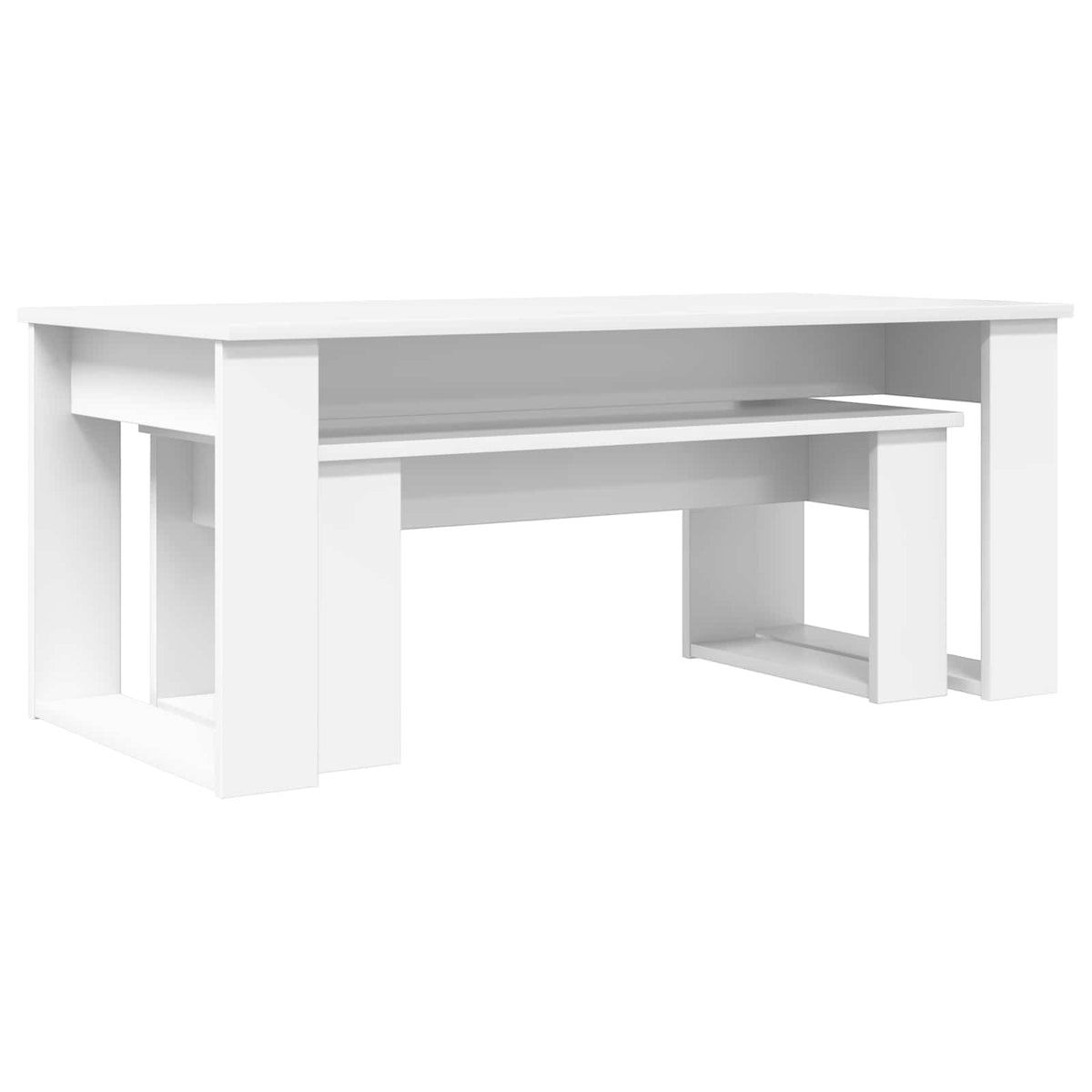 Kaffebord Sæt 2 stk. Hvid 100 x 50 x 42 cm Konstrueret træ