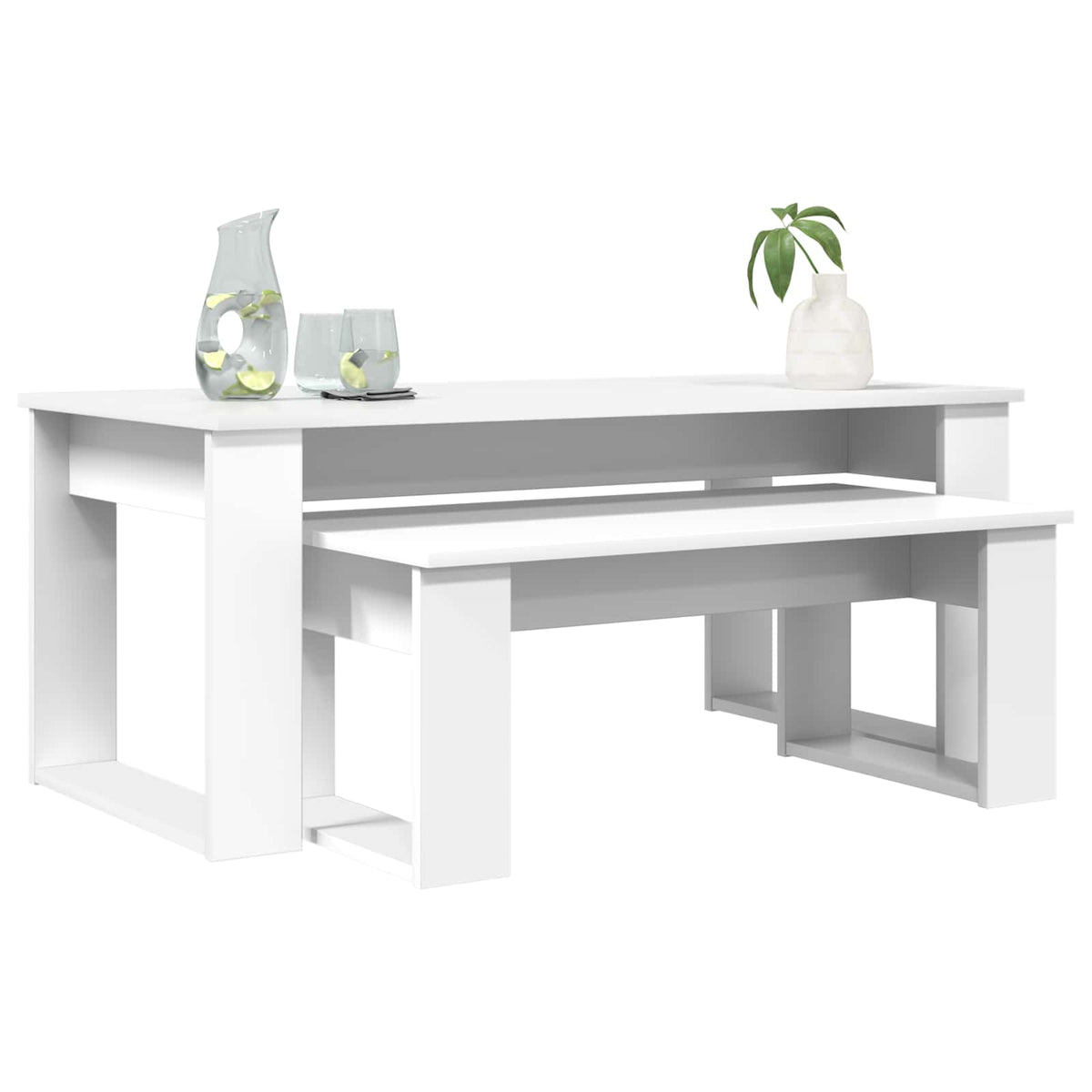 Kaffebord Sæt 2 stk. Hvid 100 x 50 x 42 cm Konstrueret træ