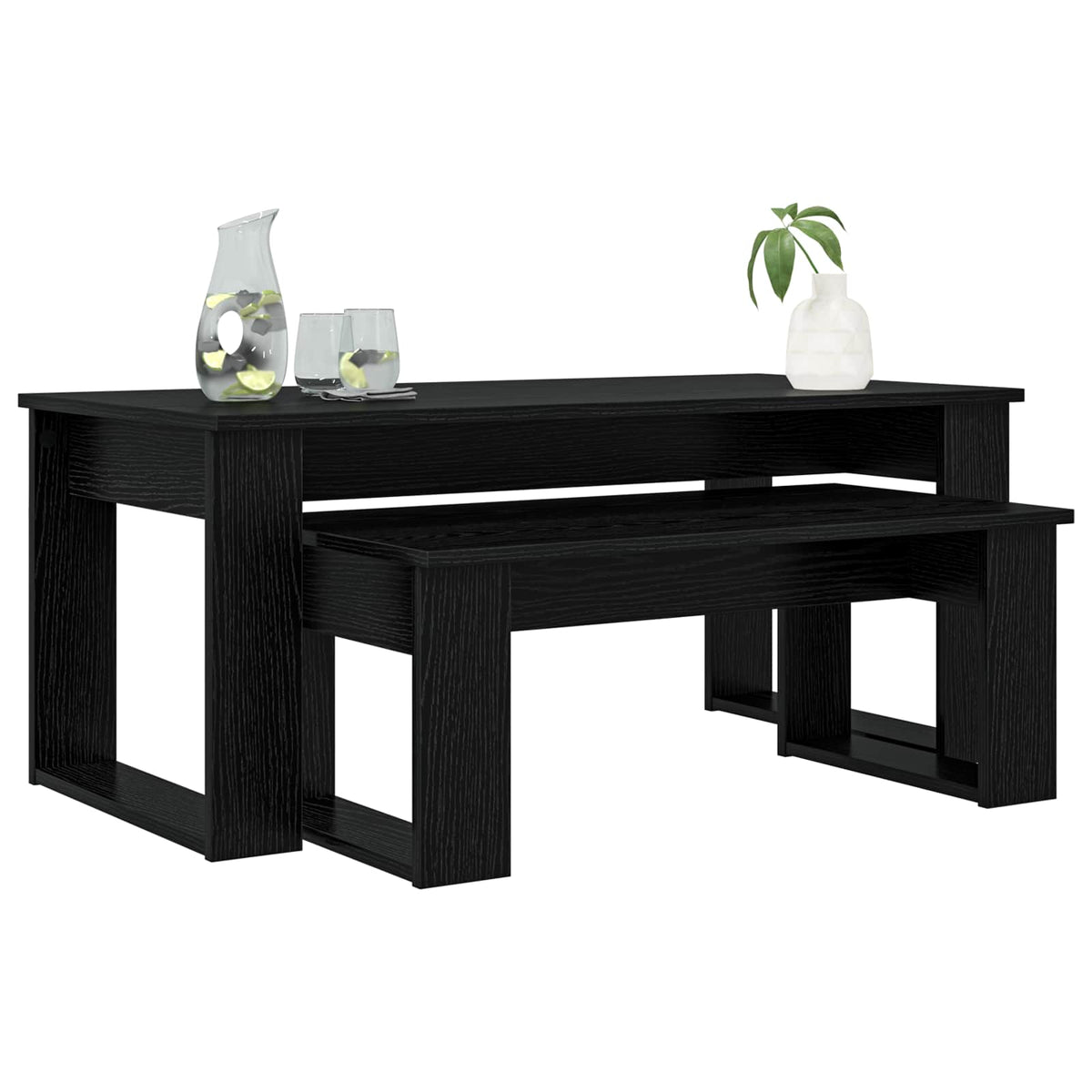 Kaffebord Sæt 2 stk. Sort eg 100 x 50 x 42 cm Konstrueret træ