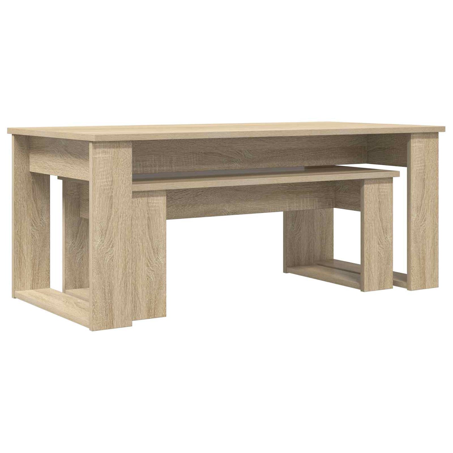 Kaffebord Sæt 2 stk. Sonoma eg 100 x 50 x 42 cm Konstrueret træ