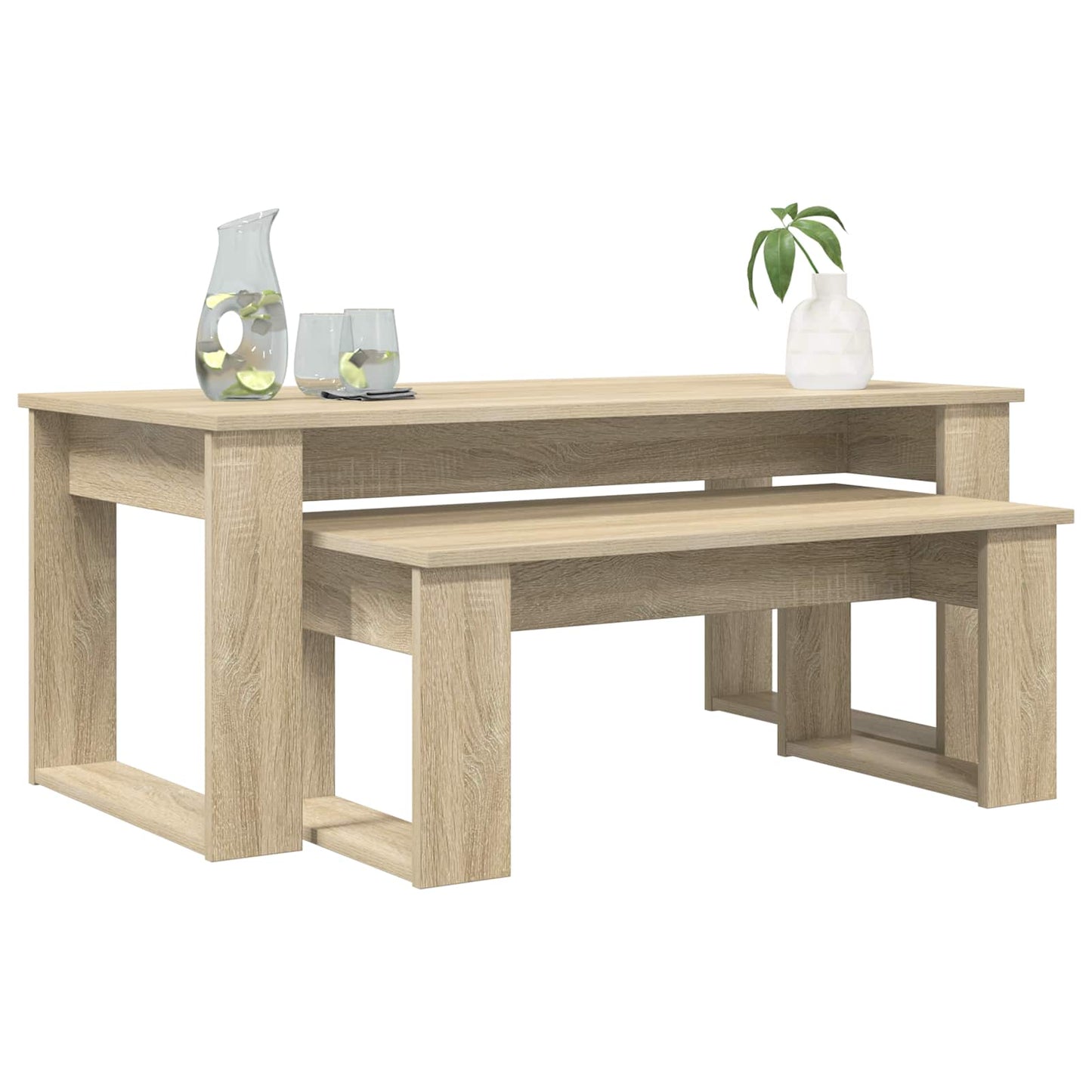 Kaffebord Sæt 2 stk. Sonoma eg 100 x 50 x 42 cm Konstrueret træ