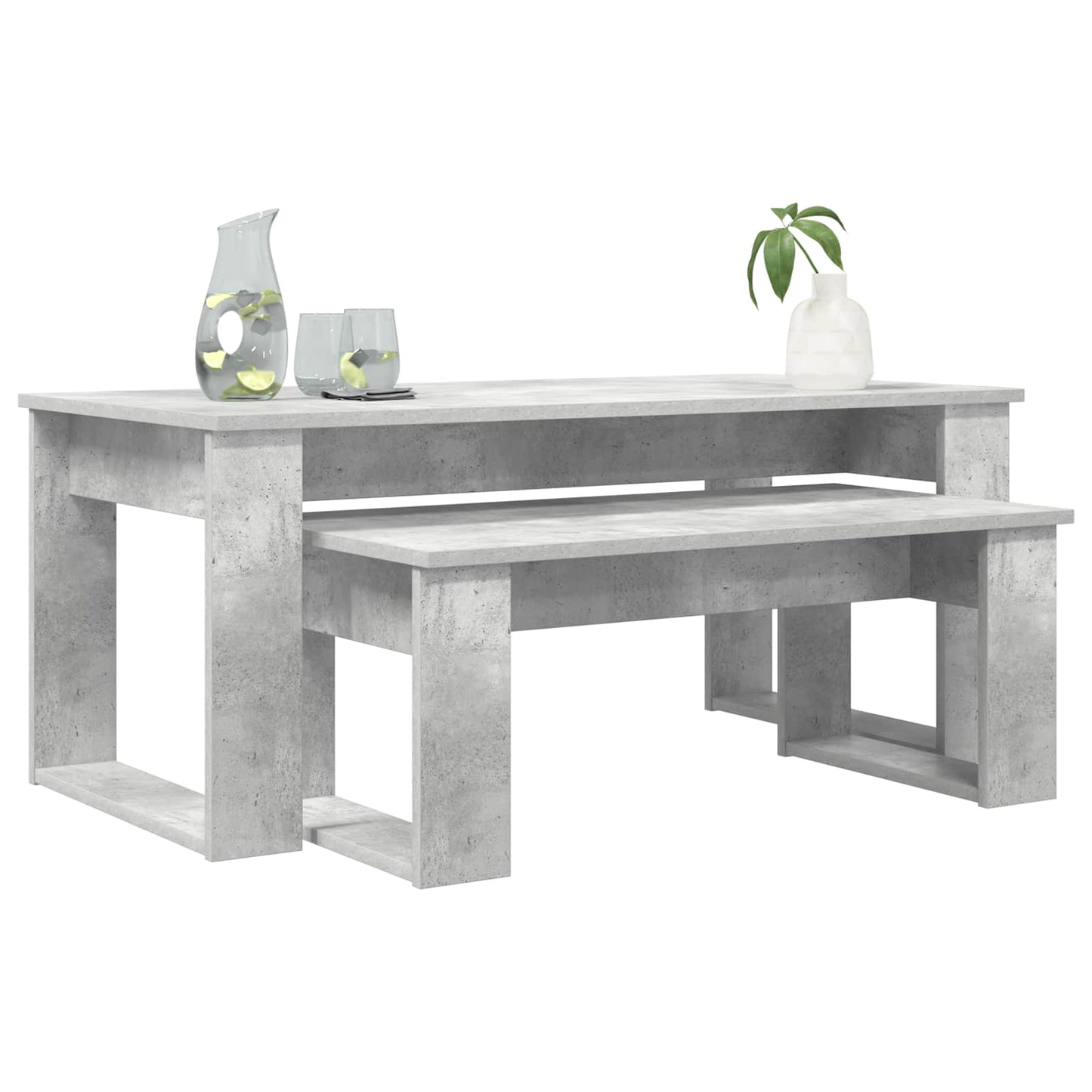 Kaffebord Sæt 2 stk. Beton Grå 100 x 50 x 42 cm Konstrueret træ
