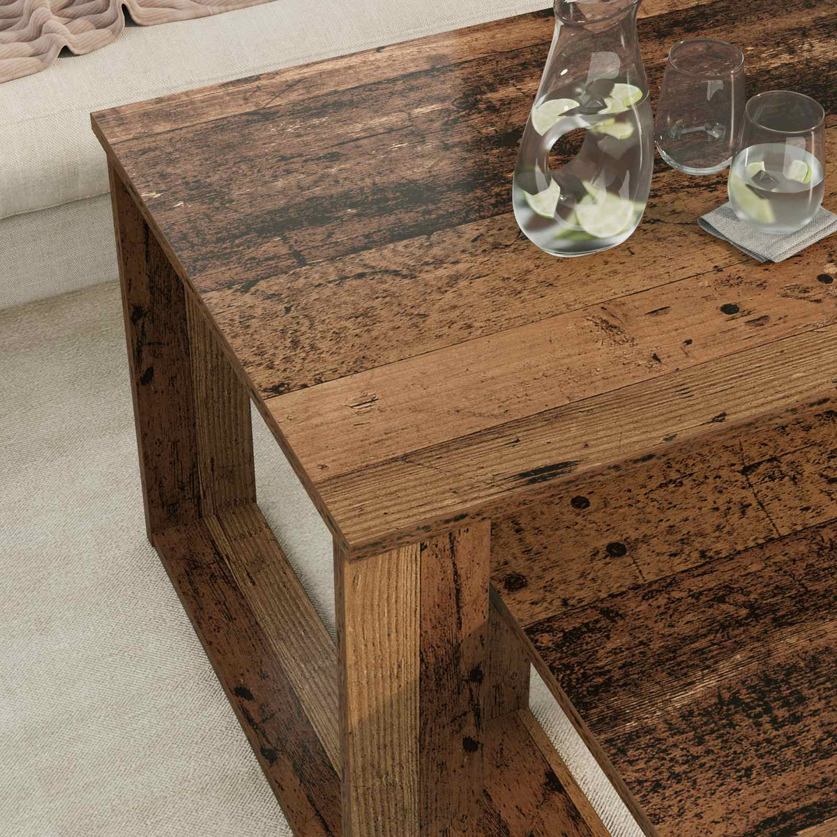 Kaffebord Sæt 2 stk. Gammelt træ 100 x 50 x 42 cm