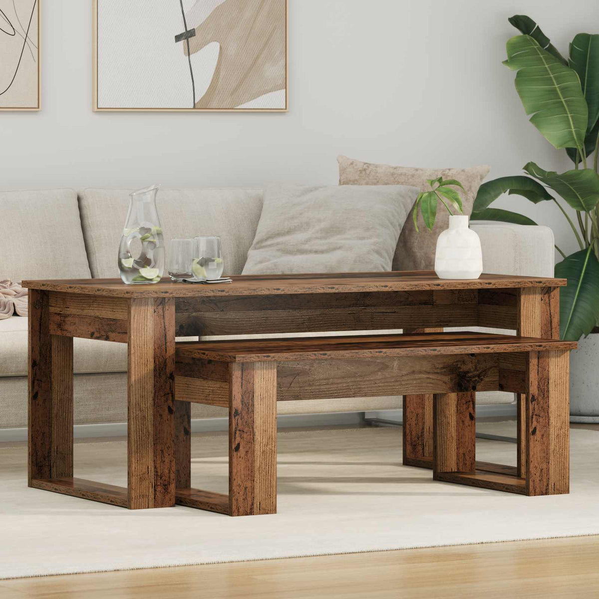 Kaffebord Sæt 2 stk. Gammelt træ 100 x 50 x 42 cm