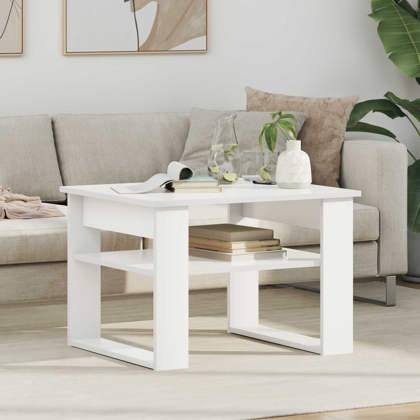 Sofabord Hvid 64 x 54 x 44 cm Konstrueret træ