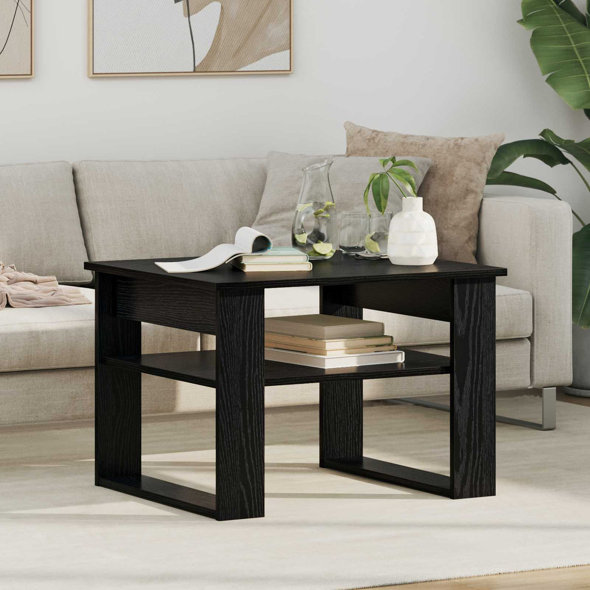 Sofabord Sort eg 64 x 54 x 44 cm Konstrueret træ