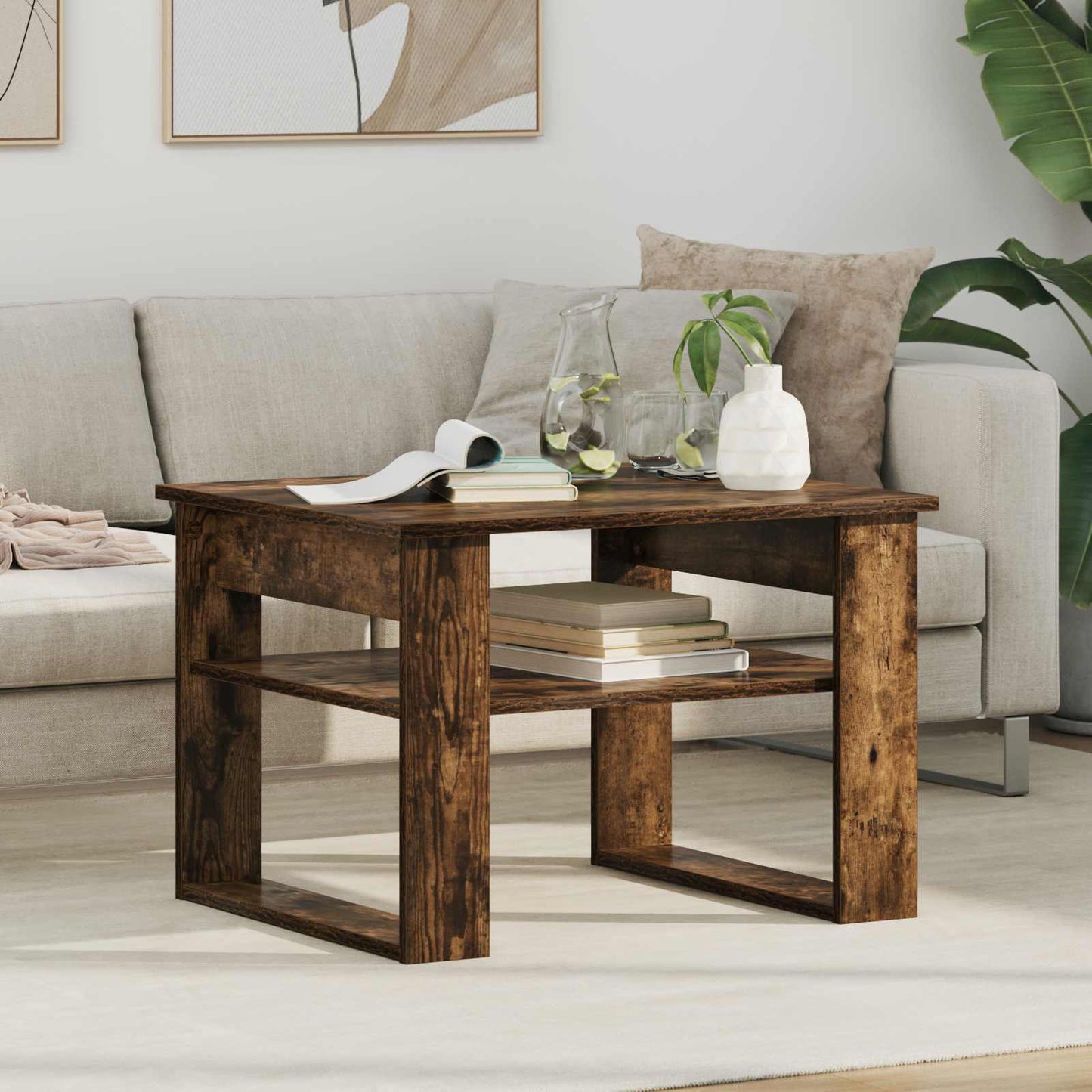 Sofabord Røget eg 64 x 54 x 44 cm Konstrueret træ
