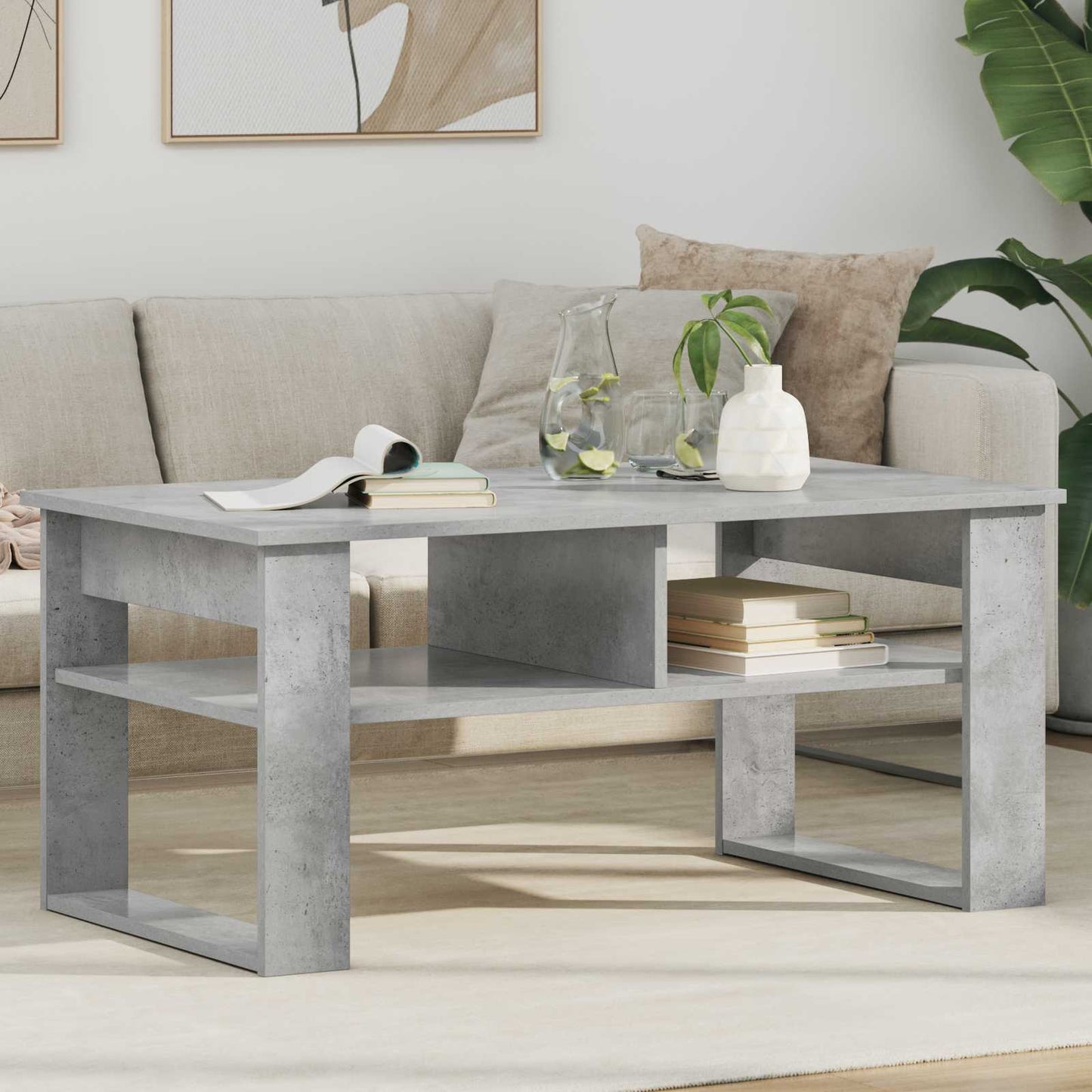 Sofabord Beton Grå 96 x 54 x 44 cm Konstrueret træ