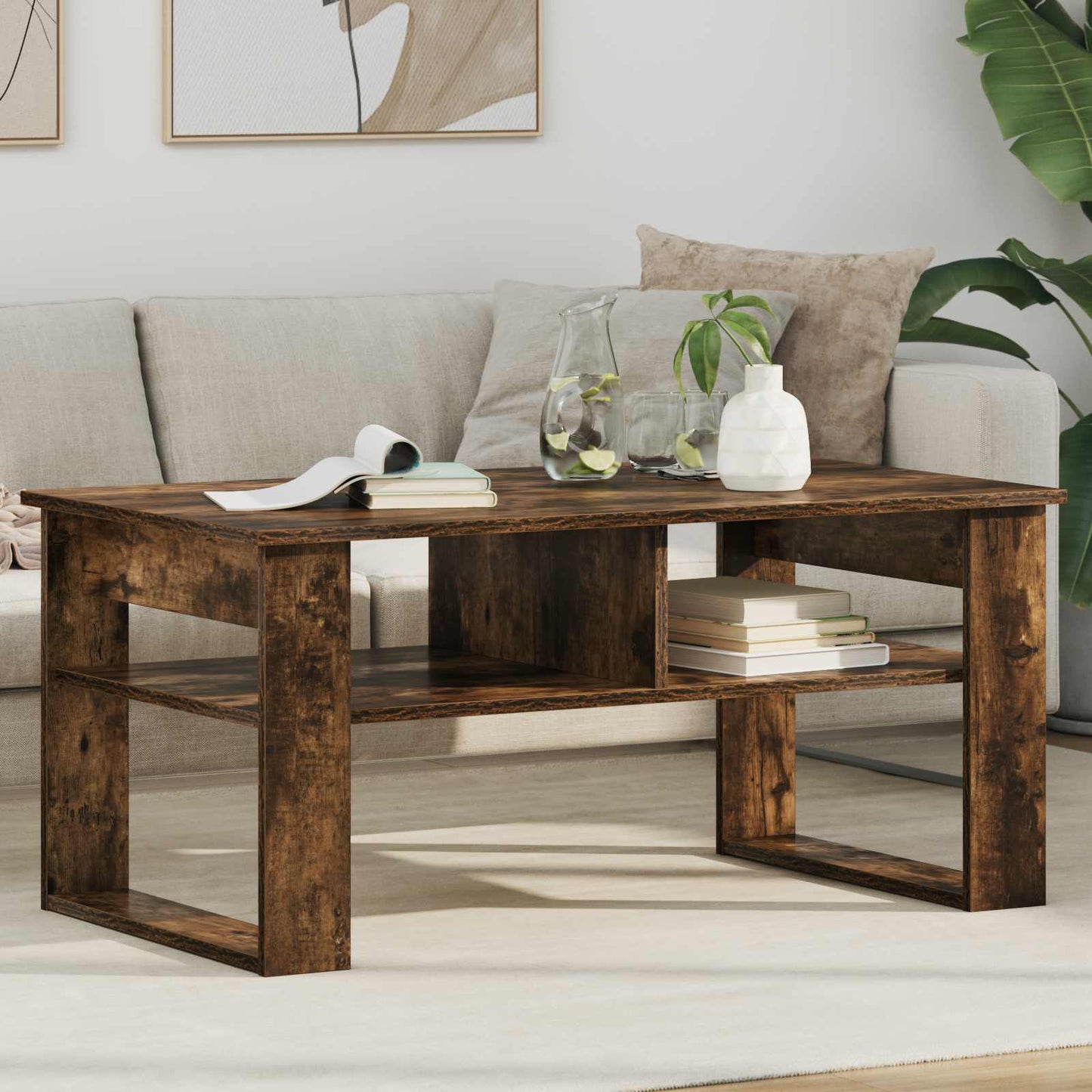 Sofabord Røget eg 96 x 54 x 44 cm Konstrueret træ
