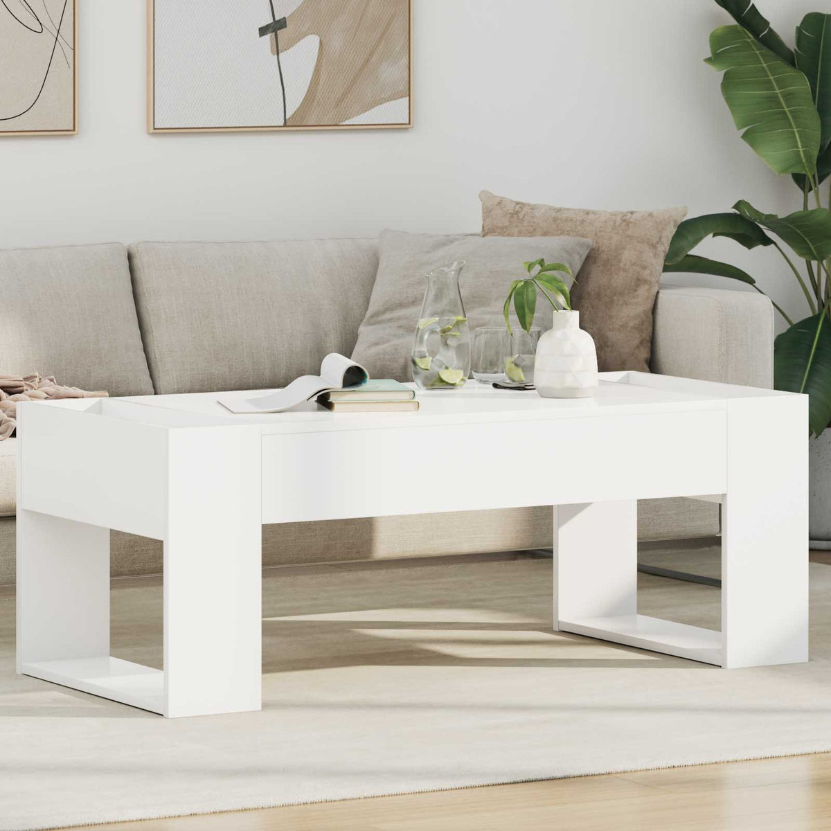 Sofabord Hvid 110 x 50 x 41 cm Konstrueret træ