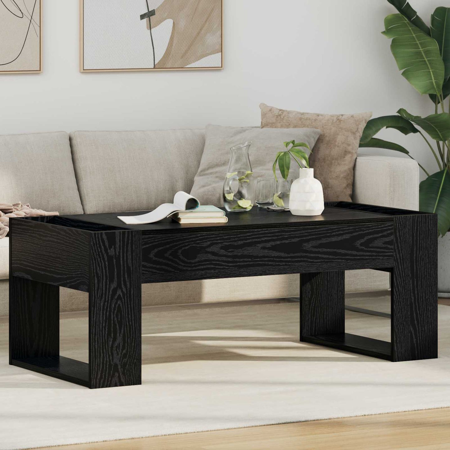 Sofabord Sort eg 110 x 50 x 41 cm Konstrueret træ