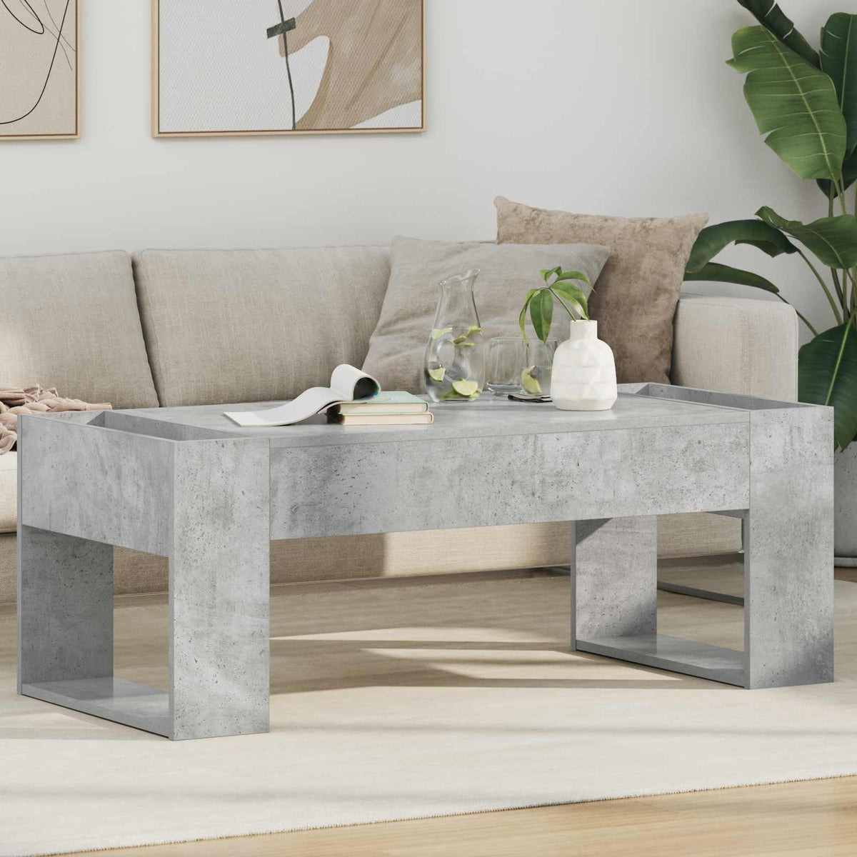 Sofabord Beton Grå 110 x 50 x 41 cm Konstrueret træ